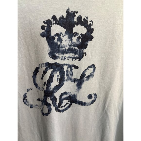 Ralph Lauren Blue label womens Cotton T-Shirt With Crown & RL Logo Print Size L - Picture 2 of 4